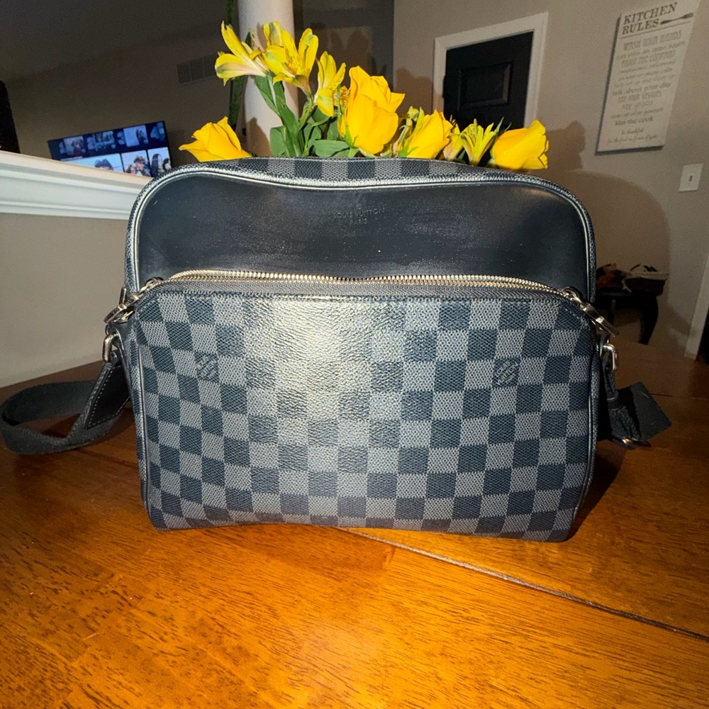 Louis Vuitton Black and Gray Checkered Bag